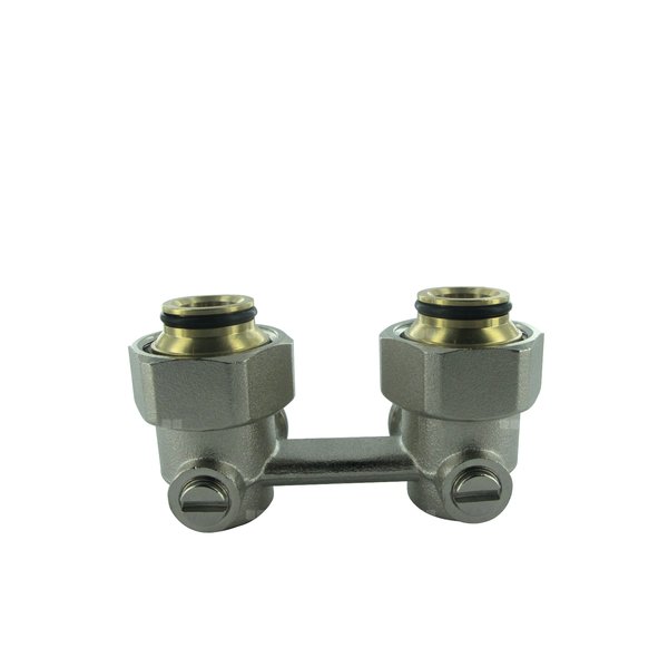 Moduł przyłączeniowy kątowy COMAP 965 mosiądz (niklowanie) 3/4'', rozstaw 50 mm do grzejników