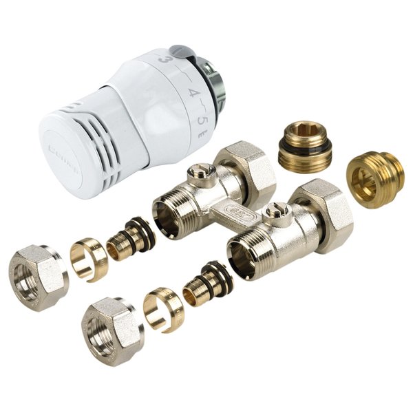 Zestaw termostatyczny prosty (Senso M30 + H moduł 3/4"-1/2")+ złączki M22- 16x2+ nyple 3/4" lub 1/2"