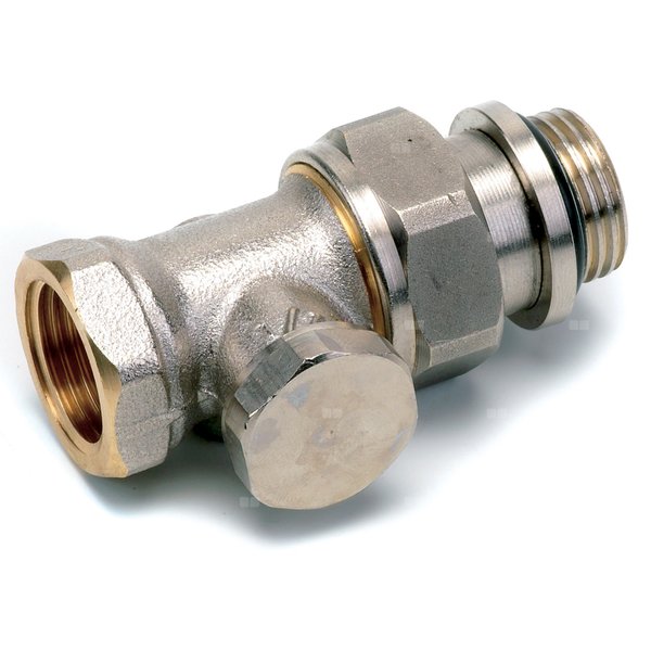 Zawór gwintowany, prosty, niklowany, regulacja nastawy i odcięcie przepływu 3/4"