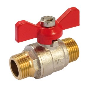 Zawór kulowy z motylkiem, gwint zewnętrzny - gwint zewnętrzny 3/4"