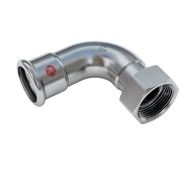 <A> Press Inox 304 Łuk 90 z ruchomą nakrętką 15 x 1/2"