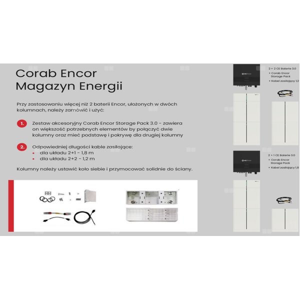Zestaw akcesoriów do magazynów energii Corab Encor (podstawa+pokrywa+wspornik+kable)