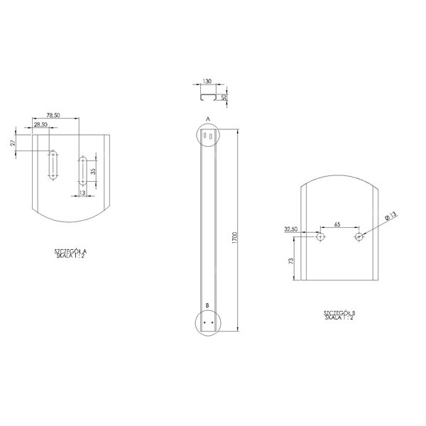 PODPORA TYLNA L1700 (130x50x3)