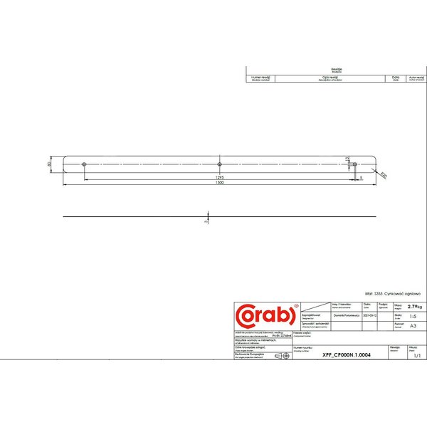 PŁASKOWNIK WZMACNIAJĄCY L1500 (1500x80x3)