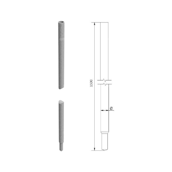 UZIOM SKŁADANY- ZAMEK STOŻKOWY MORSE''A O16X1500MM (STAL OCYNKOWANA OGNIOWO) /OG/