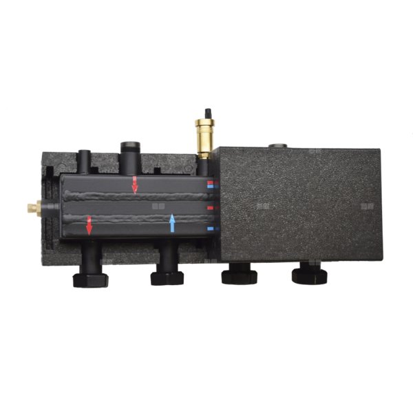 Rozdzielacz Concept by Womix RGP CX 100 25/4 moc grzewcza do 55kW (4-obwodowy rozdzielacz centralnego ogrzewania z wbudowanym sprzęgłem hydraulicznym, z izolacją)