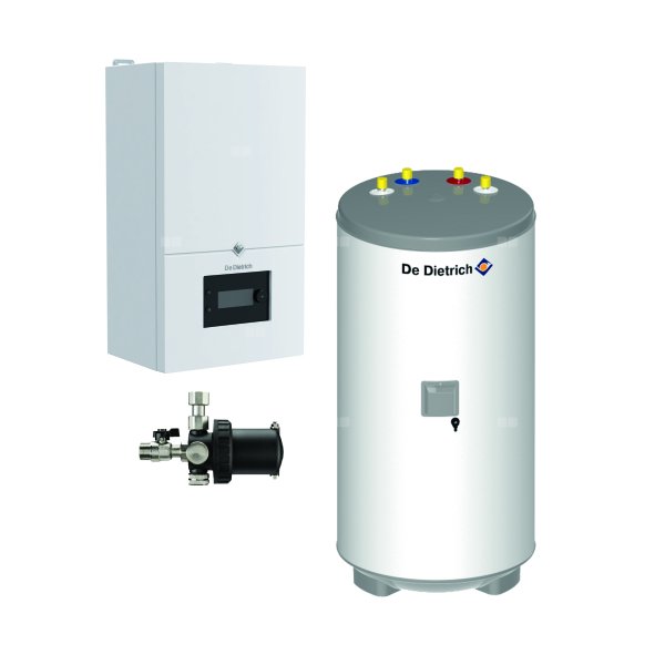 Pakiet - Kocioł gazowy jednofunkcyjny DE DIETRICH MCR4 32 kondensacyjny wiszący 3.8 - 34.9 kW + Zasobnik c.w.uAQUAvie150 + Filtr magnetyczny XS90