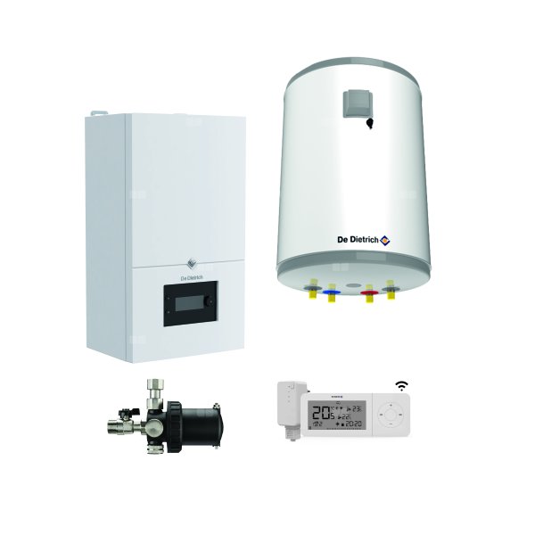 Pakiet - Kocioł gazowy jednofunkcyjny DE DIETRICH MCR4 24 kondensacyjny wiszący 3.3 - 26.1 kW + RegulatorAD248P + Zasobnik c.w.uAQUAvie100 + Filtr magnetyczny XS90