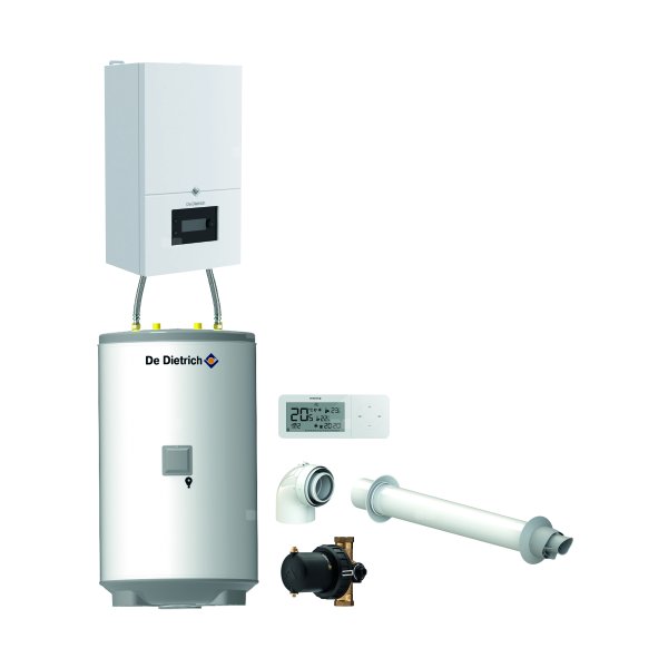 Pakiet - Kocioł gazowy jednofunkcyjny DE DIETRICH MCR4 19 kondensacyjny wiszący 2.5 - 20.7 kW+ Zestaw powietrzno-spalinowyKoncentryczny PP/Alu fi 60/100 + RegulatorAD248P + Zasobnik c.w.uAQUAvie125 + Filtr magnetyczny XS90