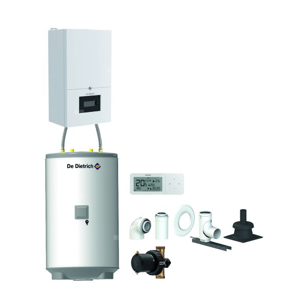 Pakiet - Kocioł gazowy jednofunkcyjny DE DIETRICH MCR4 32 kondensacyjny wiszący 3.8 - 34.9 kW + RegulatorAD248P + Zestaw powietrzno-spalinowy szachtowyBazowy PP/Alu fi 60/100 na fi 60 + Zasobnik c.w.uAQUAvie150 + Filtr magnetyczny XS90