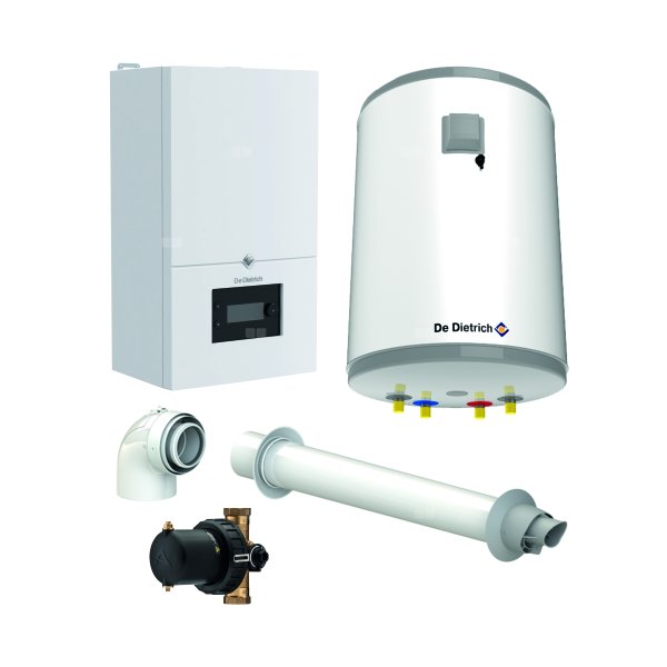 Pakiet - Kocioł gazowy jednofunkcyjny DE DIETRICH MCR4 19 kondensacyjny wiszący 2.5 - 20.7 kW+ Zestaw powietrzno-spalinowyKoncentryczny PP/Alu fi 60/100 + Zasobnik c.w.uAQUAvie100 + Filtr magnetyczny XS90
