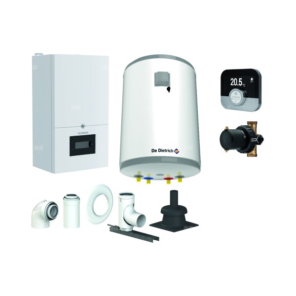Pakiet - Kocioł gazowy jednofunkcyjny DE DIETRICH MCR4 24 kondensacyjny wiszący 3.3 - 26.1 kW + RegulatorSMART TC + Zestaw powietrzno-spalinowy szachtowyBazowy PP/Alu fi 60/100 na fi 60 + Zasobnik c.w.uAQUAvie100 + Filtr magnetyczny XS90