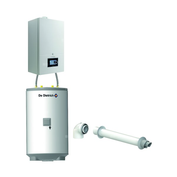 Pakiet - Kocioł gazowy jednofunkcyjny DE DIETRICH Virtuens Smart 15 kondensacyjny wiszący 2.6 - 16.3 kW+ Zestaw powietrzno-spalinowyKoncentryczny PP/Alu fi 60/100 + Zasobnik c.w.uAQUAvie125