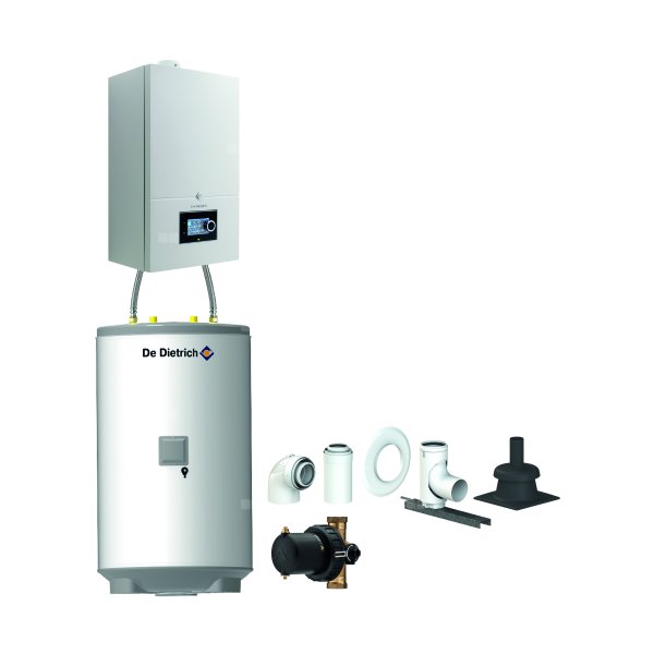 Pakiet - Kocioł gazowy jednofunkcyjny DE DIETRICH Virtuens Smart 32 kondensacyjny wiszący 3.7 - 34.9 kW + Zestaw powietrzno-spalinowy szachtowyBazowy PP/Alu fi 60/100 na fi 80 + Zasobnik c.w.uAQUAvie150 + Filtr magnetyczny XS90 A