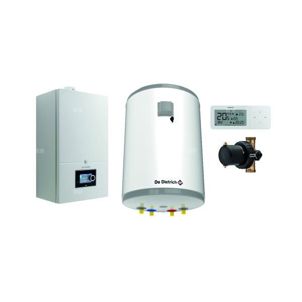 Pakiet - Kocioł gazowy jednofunkcyjny DE DIETRICH Virtuens Smart 24 kondensacyjny wiszący 3.3 - 26.1 kW + RegulatorAD248P + Zasobnik c.w.uAQUAvie100 + Filtr magnetyczny XS90 A