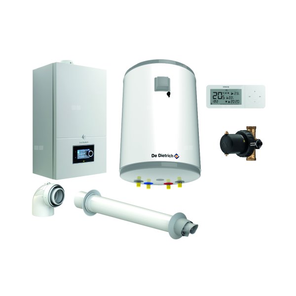 Pakiet - Kocioł gazowy jednofunkcyjny DE DIETRICH Virtuens Smart 15 kondensacyjny wiszący 2.6 - 16.3 kW+ Zestaw powietrzno-spalinowyKoncentryczny PP/Alu fi 60/100 + RegulatorAD248P + Zasobnik c.w.uAQUAvie100 + Filtr magnetyczny XS90 A