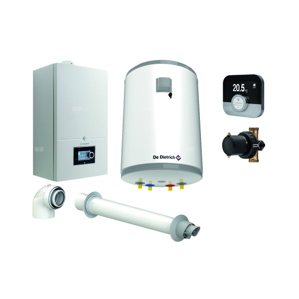 Pakiet - Kocioł gazowy jednofunkcyjny DE DIETRICH Virtuens Smart 15 kondensacyjny wiszący 2.6 - 16.3 kW+ Zestaw powietrzno-spalinowyKoncentryczny PP/Alu fi 60/100 + RegulatorSMART TC + Zasobnik c.w.uAQUAvie100 + Filtr magnetyczny XS90 A