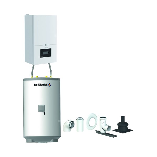 Pakiet - Kocioł gazowy jednofunkcyjny DE DIETRICH MCR4 19 kondensacyjny wiszący 2.5 - 20.7 kW + Zestaw powietrzno-spalinowy szachtowyBazowy PP/Alu fi 60/100 na fi 60 + Zasobnik c.w.uAQUAvie125