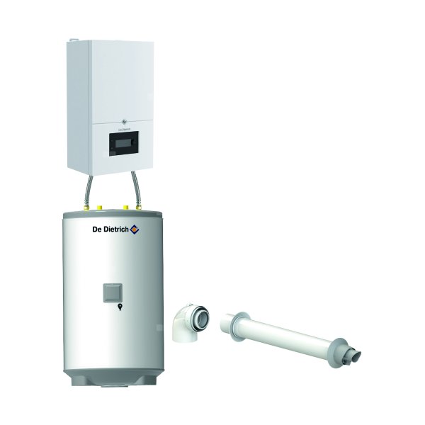 Pakiet - Kocioł gazowy jednofunkcyjny DE DIETRICH MCR4 19 kondensacyjny wiszący 2.5 - 20.7 kW+ Zestaw powietrzno-spalinowyKoncentryczny PP/Alu fi 60/100 + Zasobnik c.w.uAQUAvie125