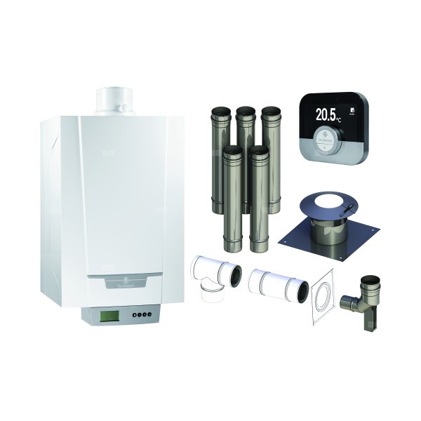 Pakiet - Kocioł gazowy jednofunkcyjny DE DIETRICH MCR3 Evo 24T kondensacyjny wiszący 6.1 - 24.8 kW+ Zestaw powietrzno-spalinowy + RegulatorSMART TC