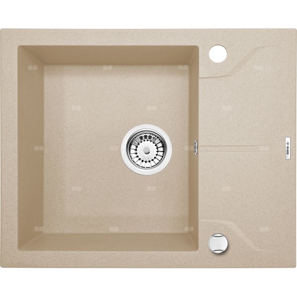 Zlew. andante piaskowy granit 1k z/ko 590x490x194, 3,5" + osprzęt space-saver