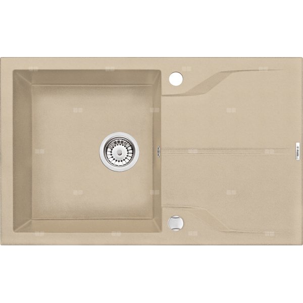 Zlew. andante piaskowy granit 1k z/o 780x490x194, 3,5" + osprzęt space-saver