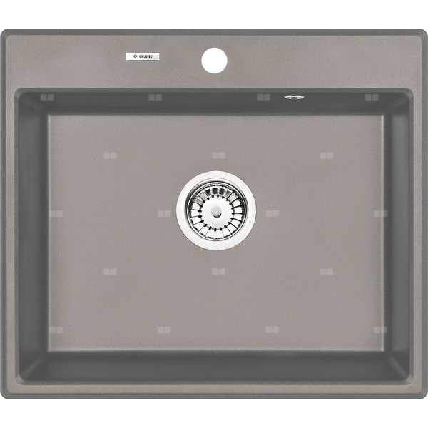 Zlew. andante szary metalik granit 1k 600x520x210 + osprzęt space-saver