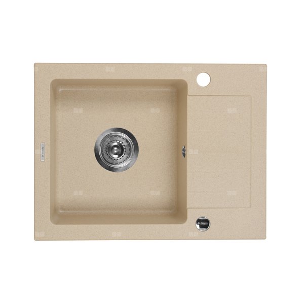 Zlew. zorba piaskowy granit 1k z/ko 580x440x164, 3,5" + osprzęt space-saver