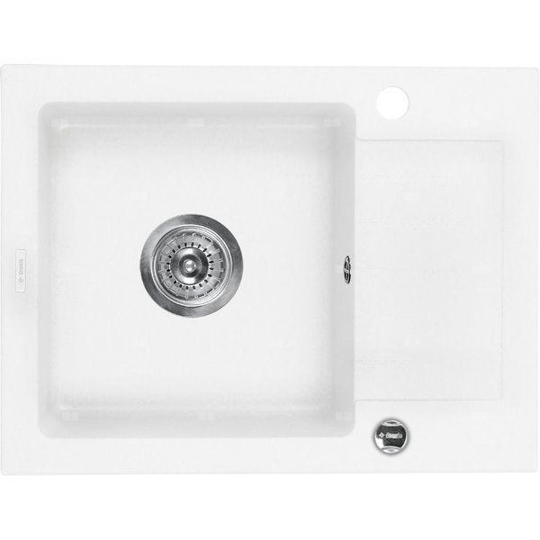 Zlew. zorba alabaster granit 1k z/ko 580x440x164, 3,5" + osprzęt space-saver