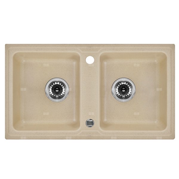 Zlew. zorba piaskowy granit 2k b/o 780x435x180, 3,5" + osprzęt space-saver