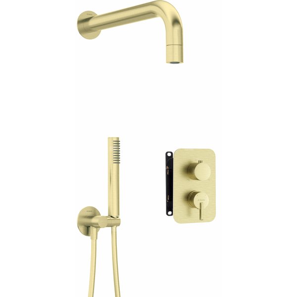 Komplet podtynkowy natryskowy silia złoto szczotkowane z boxem mieszaczowym