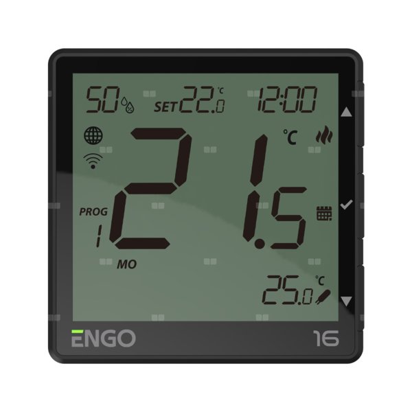 Bezprzewodowy Internetowy, podtynkowy regulator temperatury Wi-Fi z przekaźnikiem 16A, 230V, czarny