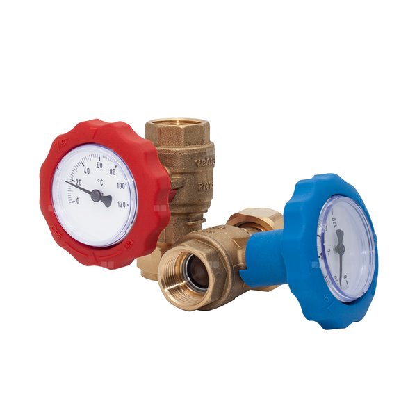 Zawory kulowe z termometrami DN20 G 1“, 2 szt. GSP933 DN20 G1