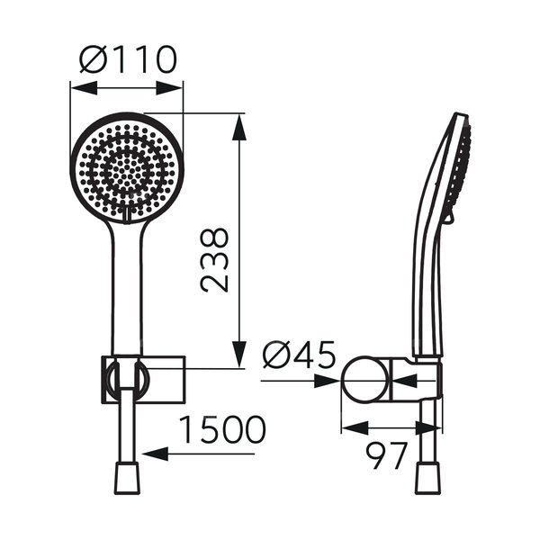 NOSTRIS zestaw natryskowy punktowy, czarny