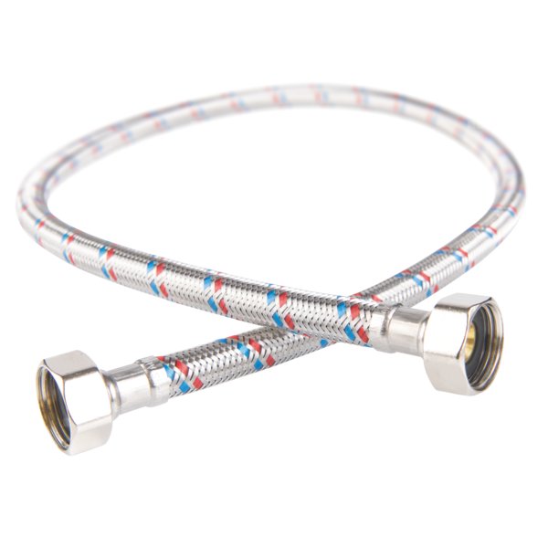 Wąż przyłączeniowy elastyczny FERRO z oplotem (stal), GW x GW, 1/2'' x 1/2'', długość 50 mm, z uszczelką