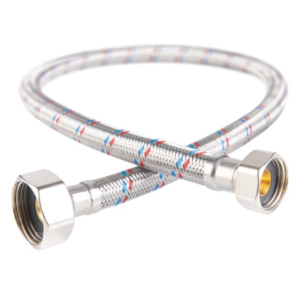 Wąż przyłączeniowy elastyczny FERRO z oplotem (stal), GW x GW, 1/2'' x 3/4'', długość 60 mm