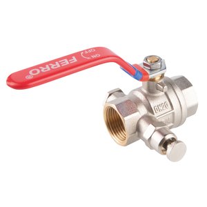 Zawór kulowy nakrętno-nakrętny z dźwignią, z odpowietrznikiem i korkiem, 1 1/4", F-Power