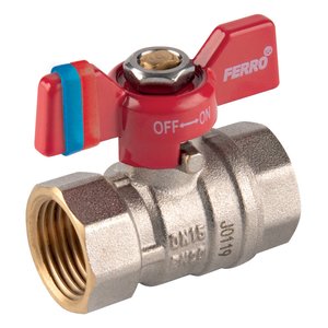 Kurek kulowy nakrętno-nakrętny z motylkiem, 3/4", F-Comfort