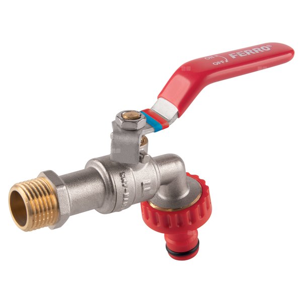 Zawór kulowy FERRO F-COMFORT czerpalny 3/4'' x 1'' GZ x szybkozłącze, uchwyt: dźwignia