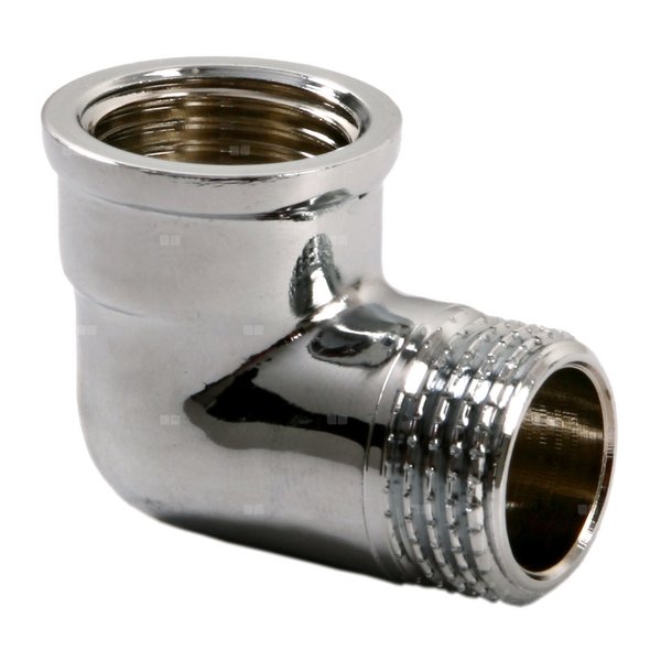 Kolano 90' FERRO, mosiądz (chrom), 1/2'' (GW x GZ)