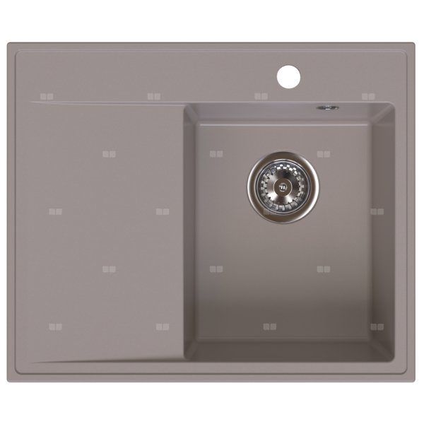 STAMPO zlewozmywak granitowy 1-kom z ociek. 50/60 cm, prawy, taupe