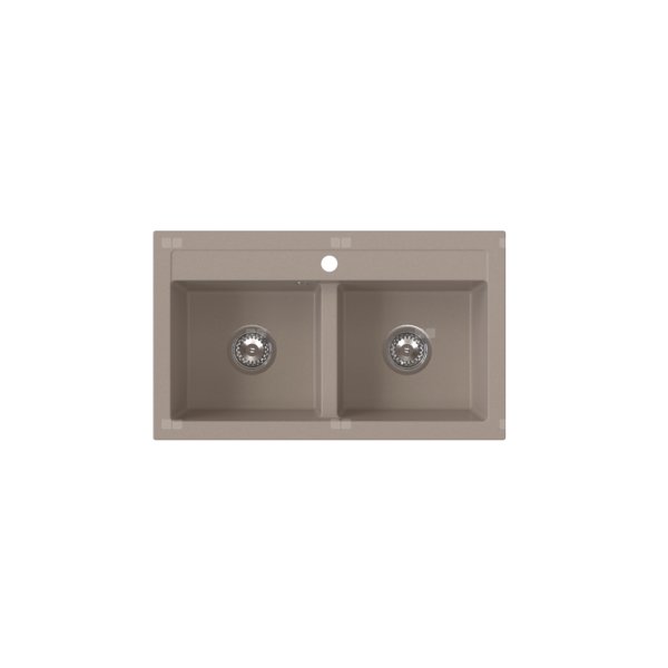 STAMPO zlewozmywak granitowy 2-kom 45/75 cm, piaskowy