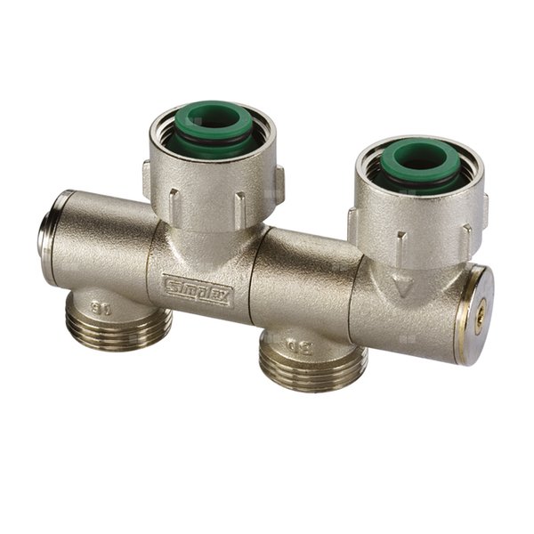 Moduł przyłączeniowy prosty kątowy FLAMCO MEIBES mosiądz (niklowanie) 1/2'' GZ x 3/4'' Eurokonus, rozstaw 50 mm do grzejników