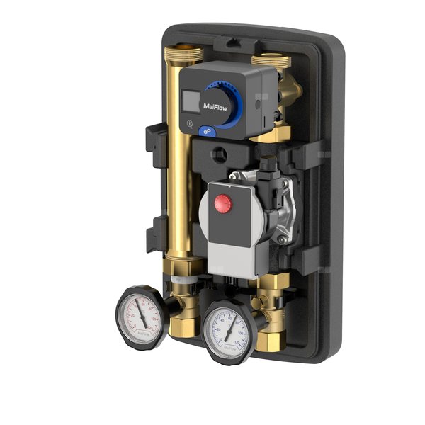 Grupa pompowa FLAMCO MEIBES GZ gazowy walcowy x GW gazowy walcowy 1 1/2 cala (40) x DN 25 Kvs5.8, z izolacją, z pompą obiegową, z zaworem trójdrożnym