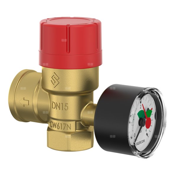 Zawór przelewowy kątowy (90') FLAMCO MEIBES Prescomano mosiądz PN 16, 3 bar GW gazowy walcowy 1/2''