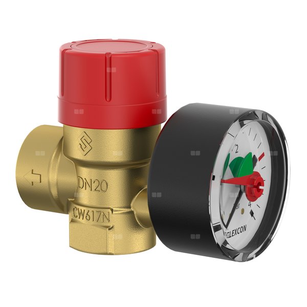 Zawór przelewowy kątowy (90') FLAMCO MEIBES Prescomano mosiądz PN 16, 3 bar GW gazowy walcowy 3/4''