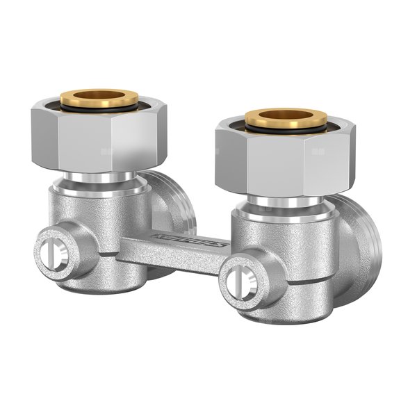 DWURUROWY BLOK KURKÓW KĄTOWYCH ME2/50 - niklowany High line