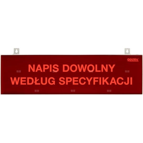 tablica ostrzegawcza, napis na zam., podświetlenie czerwone LED, wbudowana cicha syrenka, zasilanie 230V