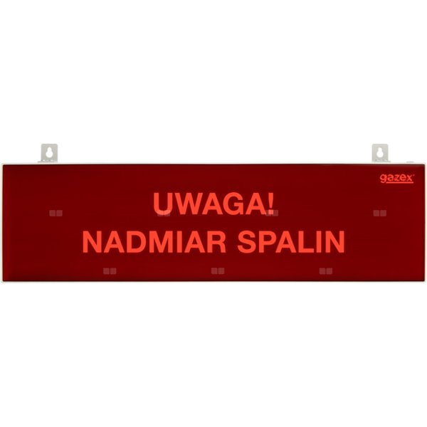 tablica ostrzegawcza "UWAGA! NADMIAR SPALIN", podświetlenie czerwone LED, wbudowana cicha syrenka, zasilanie 12/24V