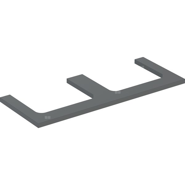 Blat pod umywalkę Geberit ONE z wycięciem, do prostokątnej umywalki nablatowej: B=119cm, Lava, Przekrój=Lewa i prawa strona, Lakierowany matowy
